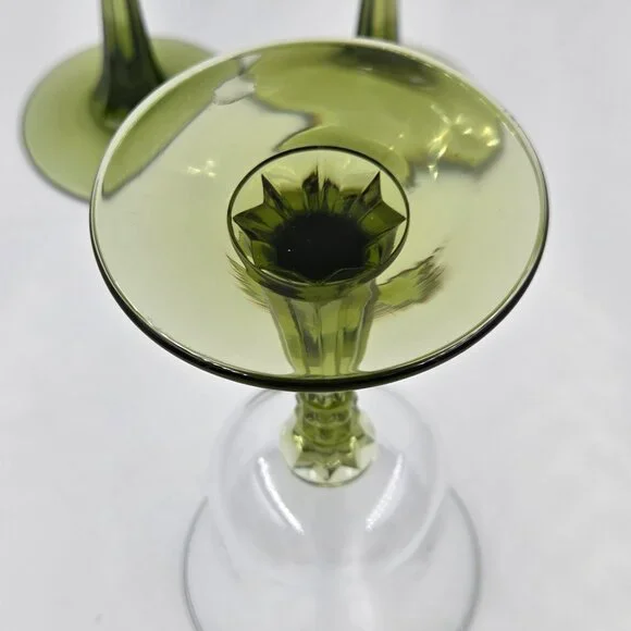 Partylite Radiant Glow Wine Glass Candle Holders Set of 3 Green Stem - Picture 6 of 7